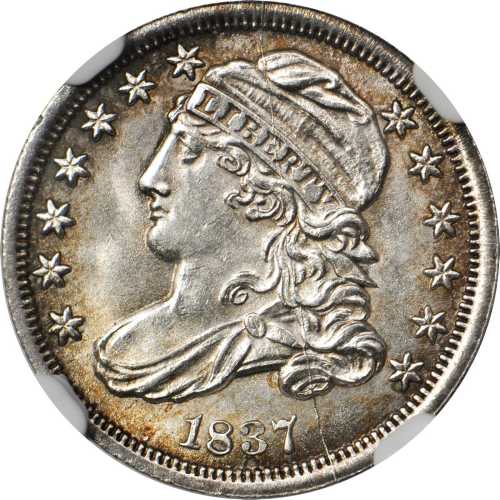 1837 Capped Bust Dime. JR-4. Rarity-1. MS-65 (NGC).