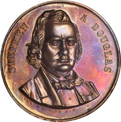 1860 Stephen Douglas. DeWitt-SD 1860-1. Copper. 40 mm. MS-64 BN (NGC).