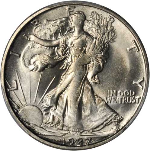 1927-S Walking Liberty Half Dollar. MS-64+ (PCGS). CAC. Gold Shield Holder.