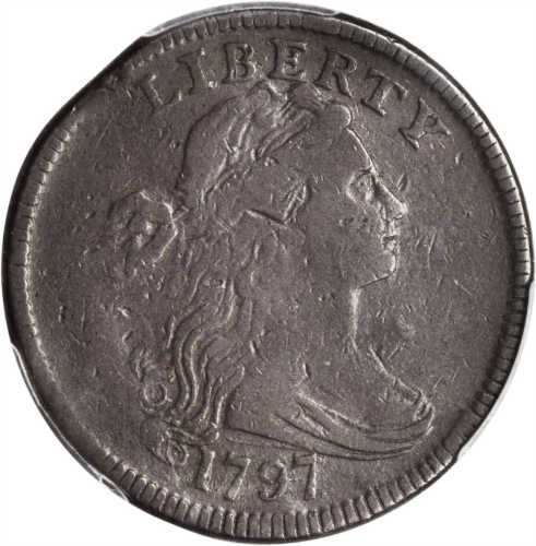 1797 Draped Bust Cent. S-134. Rarity-4. Reverse of 1797, Stems to Wreath. VG-10 (PCGS).