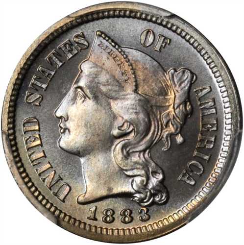 1883 Nickel Three-Cent Piece. Proof-67+ (PCGS).