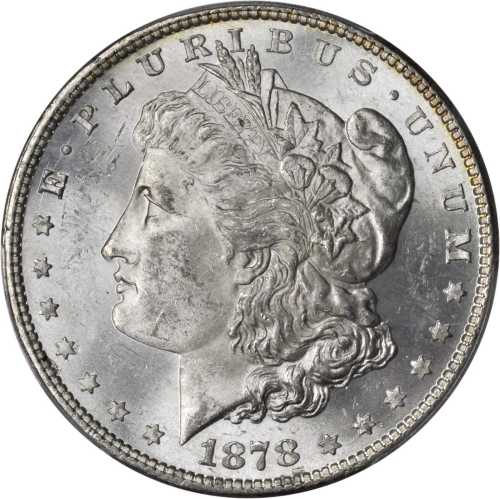 1878 Morgan Silver Dollar. 8 Tailfeathers. VAM-14.4. Hot 50 Variety. Concave Reverse. MS-63 (PCGS).