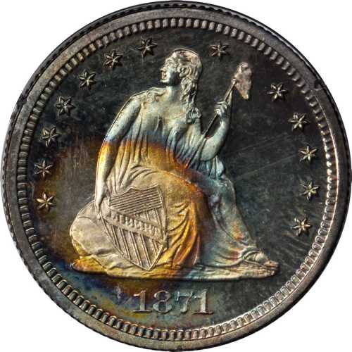 1871 Liberty Seated Quarter. Proof-65 (PCGS). CAC. OGH--First Generation.