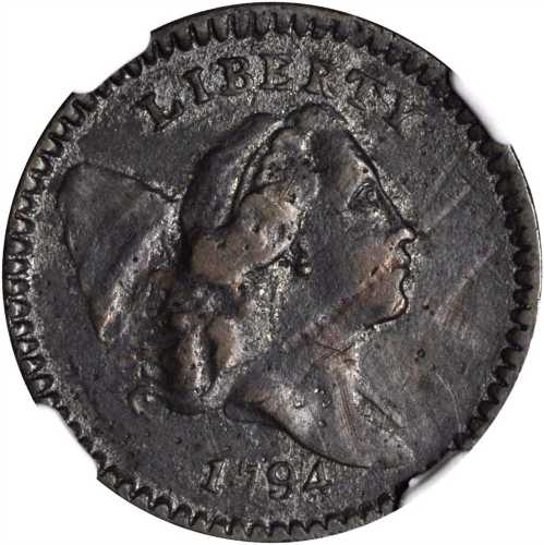 1794 Liberty Cap Half Cent. C-9. Rarity-2. High-Relief Head. VF Details--Corrosion, Repaired (NGC).