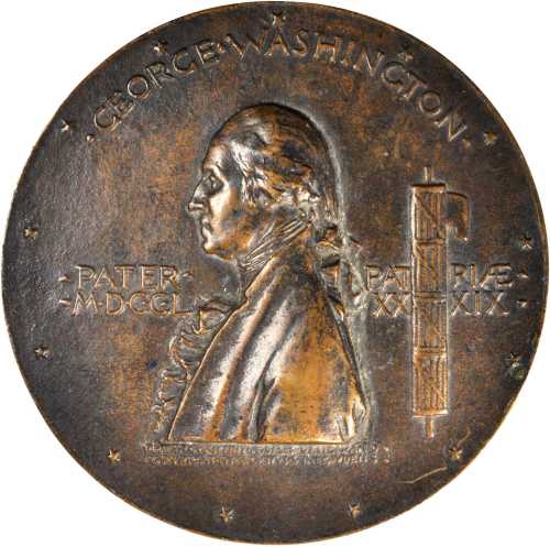 1889 Inaugural Centennial Medal. Cast Bronze. 112.0 mm. By Augustus Saint-Gaudens. Musante GW-1135, 