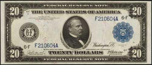 Fr. 984 (W-2270-F-b). 1914 $20 Federal Reserve Note. Atlanta. PCGS Superb Gem New 67 PPQ.