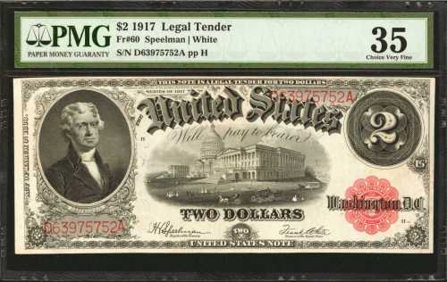 Fr. 60. 1917 $2 Legal Tender Note. PMG Choice Very Fine 35.