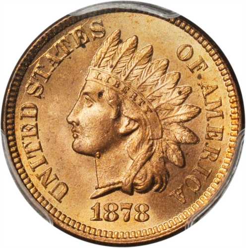 1878 Indian Cent. MS-65 RD (PCGS).