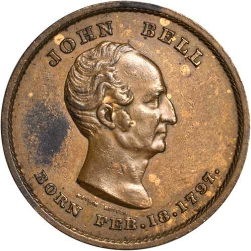 Group of four medalets relating to the John Bell campaign of 1860.