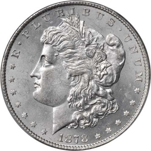 1878 Morgan Silver Dollar. 8 Tailfeathers. VAM-22A. MS-63 (PCGS).