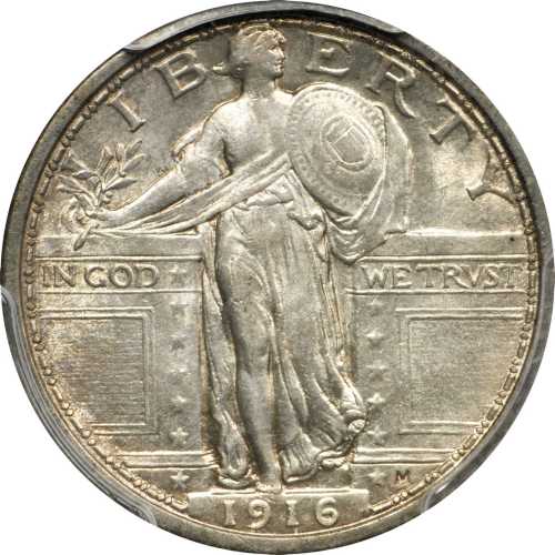 1916 Standing Liberty Quarter. MS-62 (PCGS). Gold Shield Holder.