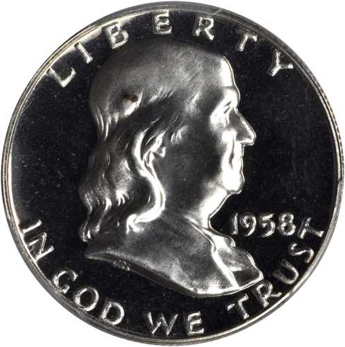 1958 Franklin Half Dollar. Proof-67 Cameo (PCGS). CAC.