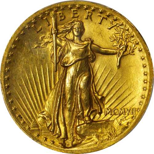 MCMVII (1907) Saint-Gaudens Double Eagle. High Relief. Wire Rim. AU-58 (PCGS). CAC.