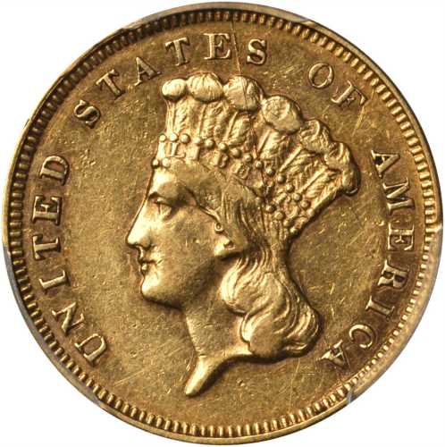 1881 Three-Dollar Gold Piece. AU Details--Scratch (PCGS).