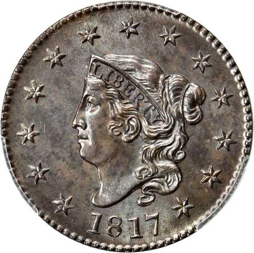 1817 Matron Head Cent. N-3. Rarity-2. 13 Stars. MS-64 BN (PCGS). CAC.