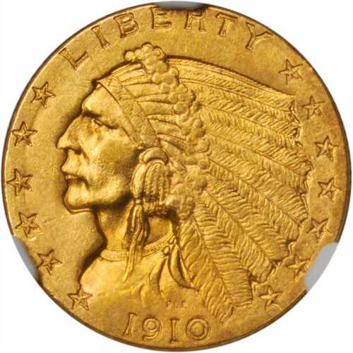 1910 Indian Quarter Eagle. MS-64 (NGC).