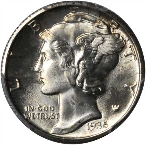 1935-S Mercury Dime. MS-65 FB (PCGS). CAC.