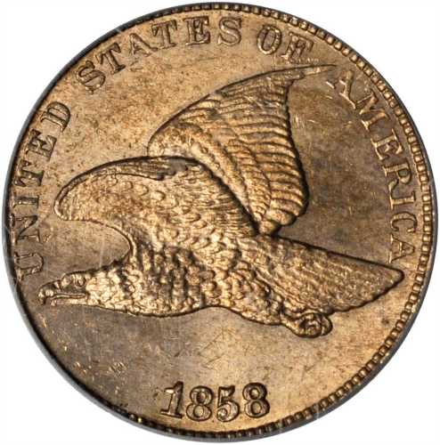 1858 Flying Eagle Cent. Large Letters, High Leaves Reverse (Style of 1857), Type I. MS-64 (PCGS). OG