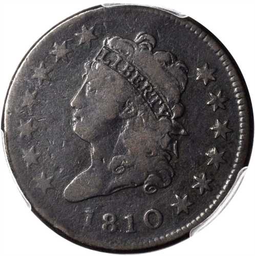 1810 Classic Head Cent. S-283. Rarity-2. VG-8 (PCGS).