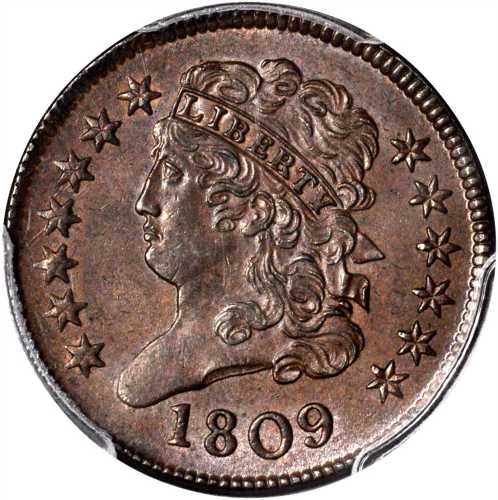 1809 Classic Head Half Cent. C-6. Rarity-1. MS-62 BN (PCGS).