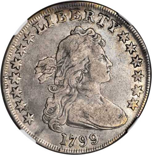 1799 Draped Bust Silver Dollar. BB-166, B-9. Rarity-1. VF Details--Obverse Improperly Cleaned (NGC).