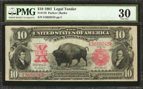 Fr. 119. 1901 $10 Legal Tender Note. PMG Very Fine 30.