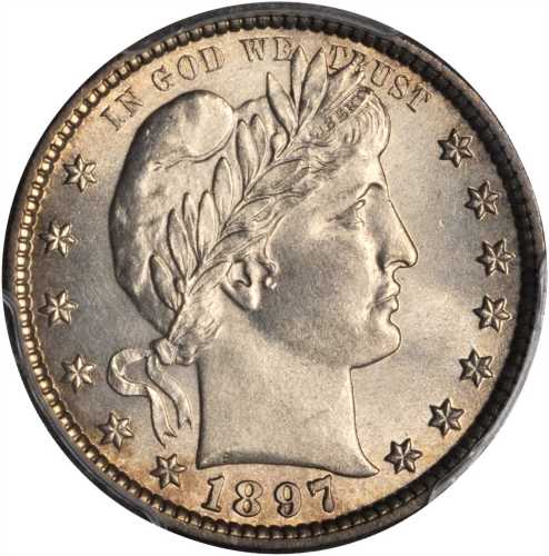 1897 Barber Quarter. Unc Details--Cleaned (PCGS).