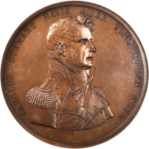 1815 (1819-1885) Captain Charles Stewart Naval Medal. Original Dies. Bronze. 65 mm. By Moritz Furst.