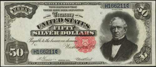 Fr. 334 (W-2934). 1891 $50 Silver Certificate. PCGS Superb Gem New 67 PPQ.