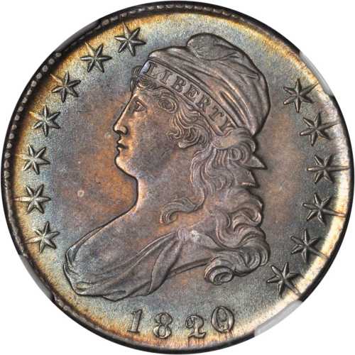 1820/19 Capped Bust Half Dollar. O-102. Rarity-1. Curl Base 2. AU-58 (NGC).