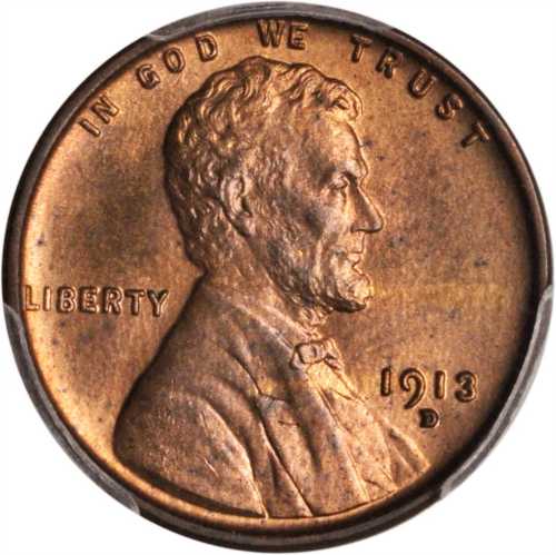 1913-D Lincoln Cent. MS-64 RB (PCGS).