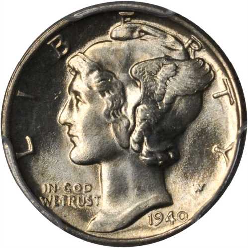 1940 Mercury Dime. PDS Set. MS-66 FB (PCGS). CAC.