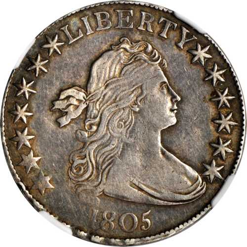 1805 Draped Bust Half Dollar. O-109a, T-14. Rarity-4-. EF-45 (NGC).