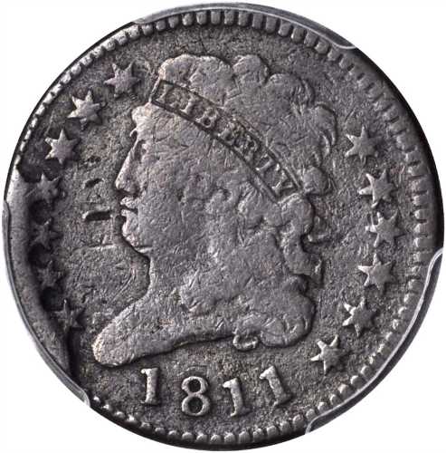 1811 Classic Head Half Cent. C-1. Rarity-4-. Wide Date. Fine Details--Environmental Damage (PCGS).