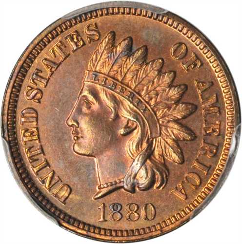 1880 Indian Cent. Proof-65 RB (PCGS).