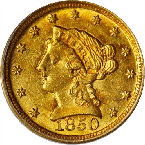 1850-D Liberty Head Quarter Eagle. MS-61 (PCGS). CAC.