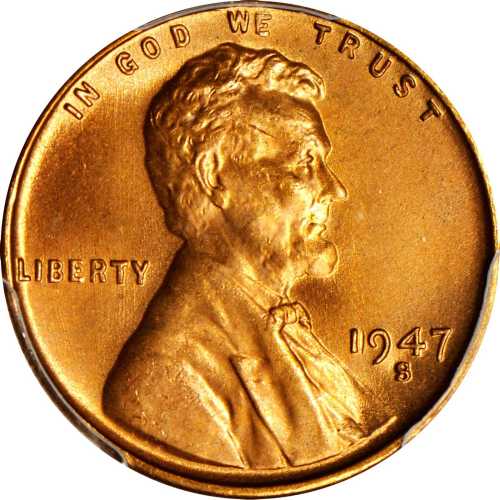 1947-S Lincoln Cent. MS-67 RD (PCGS).