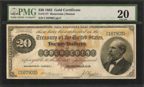 Fr. 1177. 1882 $20 Gold Certificate. PMG Very Fine 20.