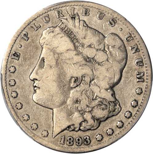 1893-CC Morgan Silver Dollar. VG-8 (PCGS).
