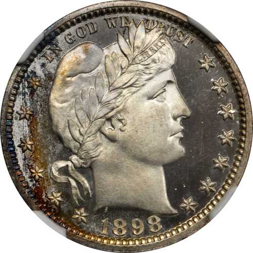 1898 Barber Quarter. Proof-68 Ultra Cameo (NGC).