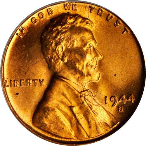 1944-D/S Lincoln Cent. FS-511. MS-64 RD (PCGS). CAC.