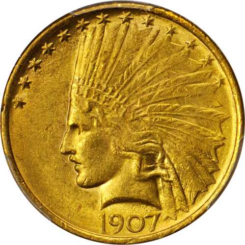 1907 Indian Eagle. No Periods. MS-63 (PCGS).