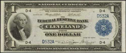 Fr. 718 (W-111-D). 1918 $1 Federal Reserve Bank Note. Cleveland. PCGS Superb Gem New 68 PPQ.