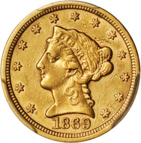 1869-S Liberty Head Quarter Eagle. AU Details--Cleaned (PCGS).