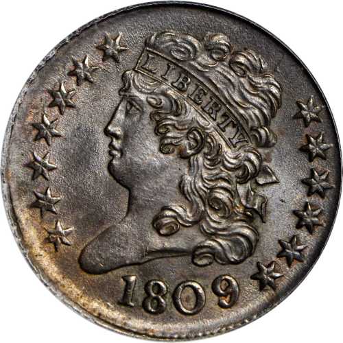 1809/6 Classic Head Half Cent. C-5. Rarity-1. 9/Inverted 9. MS-64 BN (PCGS). CAC.