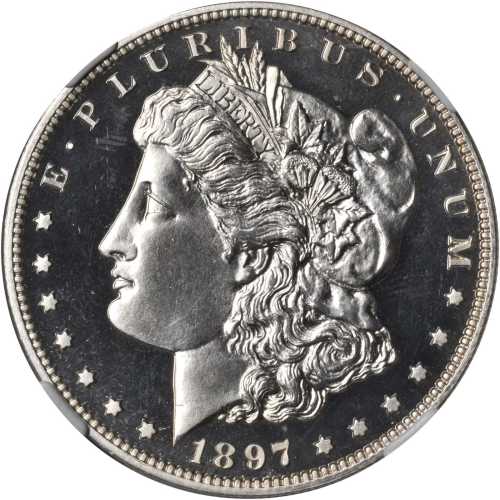 1897 Morgan Silver Dollar. Proof-66 Cameo (NGC).