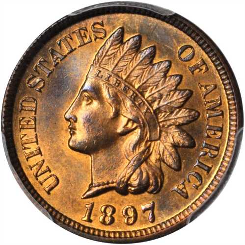 1897 Indian Cent. Unc Details--Questionable Color (PCGS).