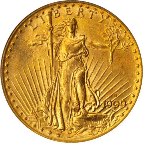 1909-D Saint-Gaudens Double Eagle. MS-64 (PCGS).