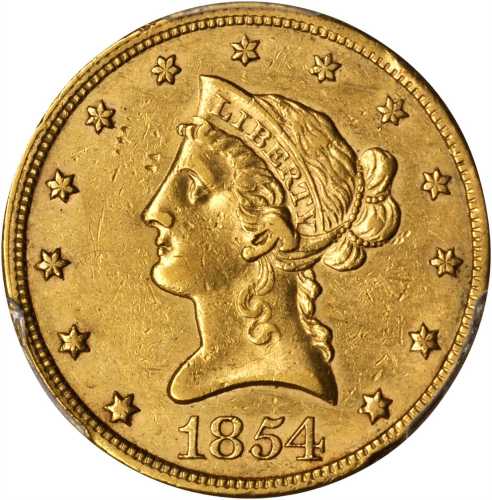 1854 Liberty Head Eagle. EF-45 (PCGS).
