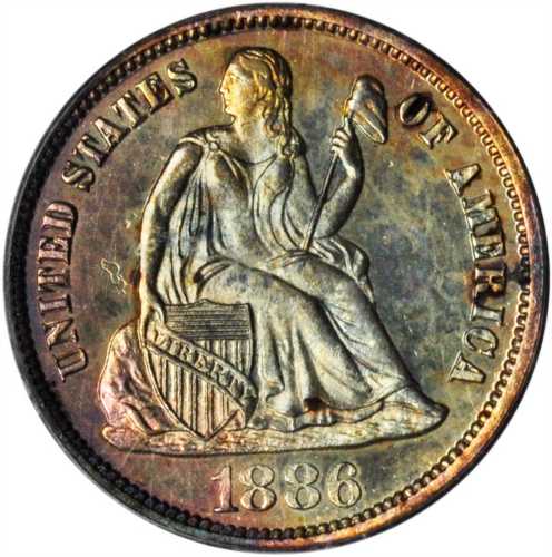 1886 Liberty Seated Dime. Proof-65 (PCGS).